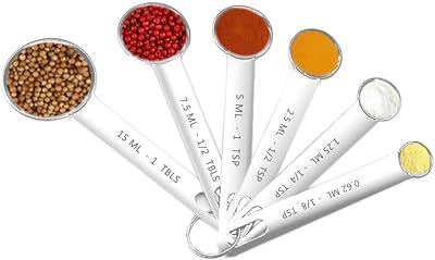 WEIQILE Measuring Spoons Set 6 Pcs Stainless Steel Bake Cook Kitchen