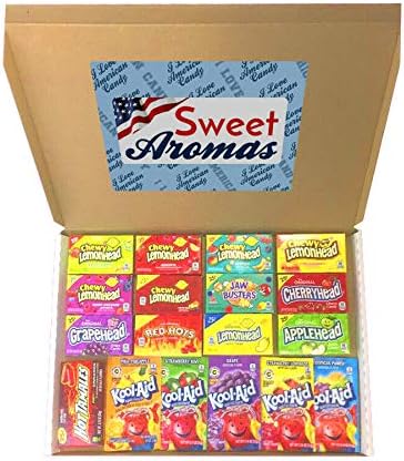 Yankee Aroma Direct American Sweet & Kool-Aid Gift Box containing 18 Items Great Gift For Birthdays or Special Occasions.