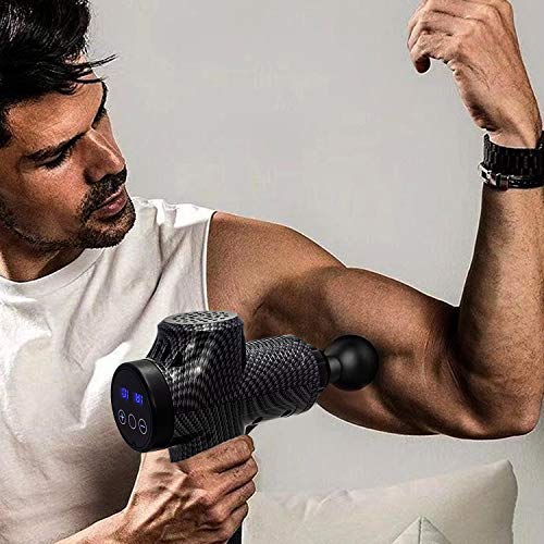 QUIGO Percussion Massage Gun Deep Tissue, Handheld Body Cordless Electric Massager, Back Neck Muscle Pain Relief, 10 Heads Pack, Super Quiet Brushless Motor(Carbon Fiber)