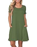KORSIS Women's Summer Casual T Shirt Dresses Short Sleeve Swing Dress with Pockets
