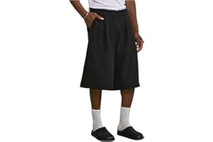 OYOANGLE Men's Pleated Crop Suit Loose Shorts Solid Straight Leg Summer Groom Casual Dress Shorts