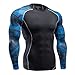 Funycell Men's Compression Long Sleeves Activewear Sports T shirt Black_Blue L