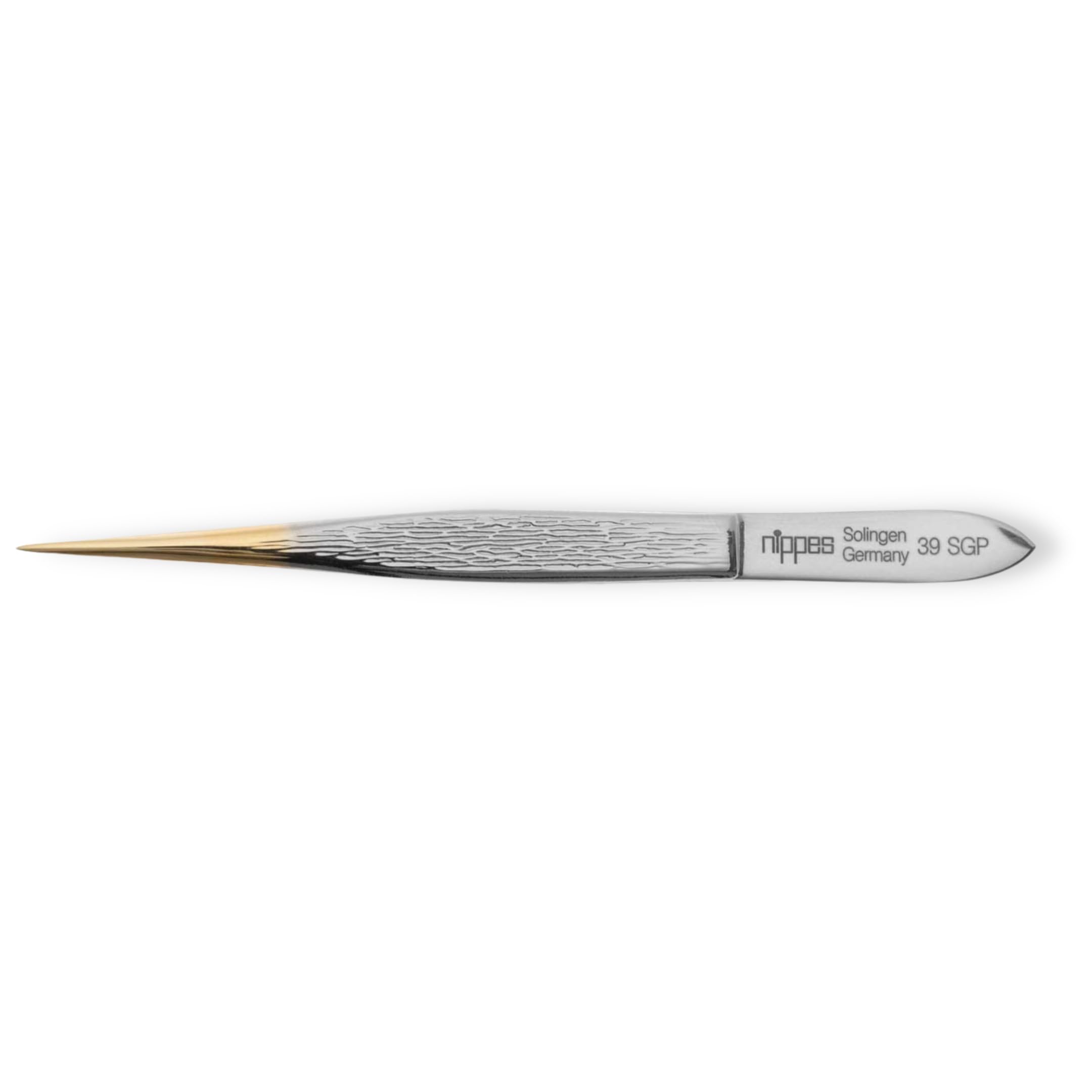 nippes Solingen 39SGP Tweezers, Nickel-Plated Steel, 9 cm Length, Gold-Plated Tip, Eyebrow Tweezers, Tweezers, Fine Eyebrow Tweezers, Silver