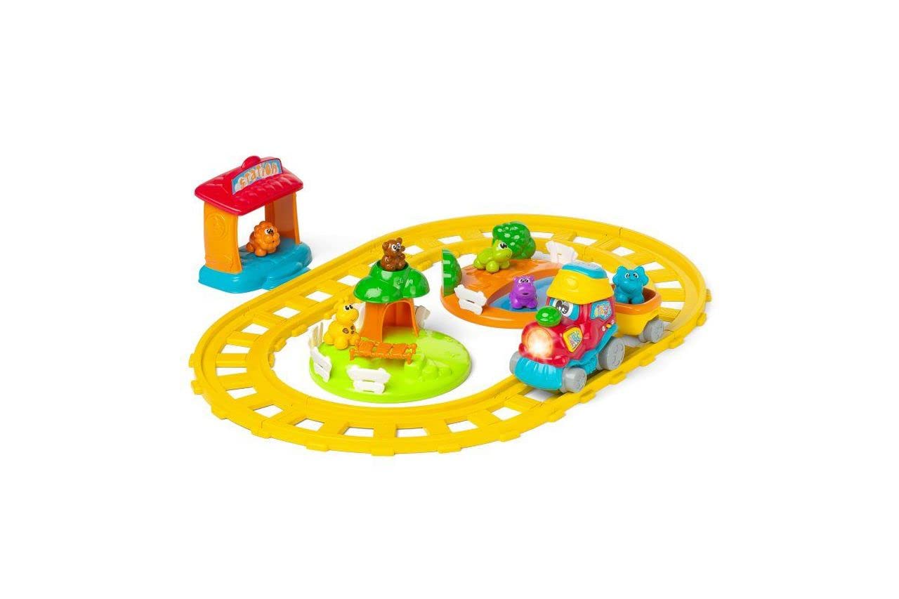 Chicco Adventure Train Bilingual Italian/English, Electric Train for Children with Station, Railway and 6 Animals, Electronic Educational Game with Phrases and Songs, Children's Games 1-4 Years