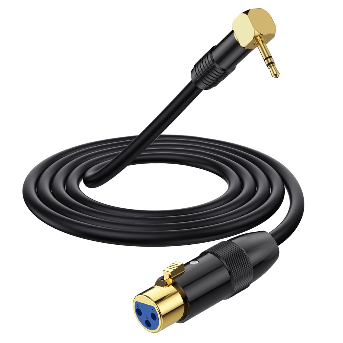 HTGuoji Right Angle 90Degree 3.5mm to XLR Microphone Cable, XLR to 3.5mm Jack Cable, 1/8 inch Aux Stereo to XLR Female Speaker Cord Adapter for Laptop,Camera,Sound,DV (1.8 meter)