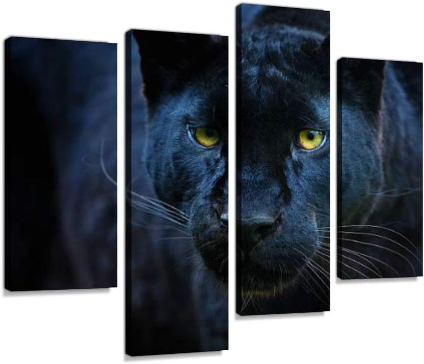 Paintings - black panther Canvas Wall Art Hanging Paintings Modern Artwork Abstract Picture Prints Home Decoration Gift Unique Designed Framed 4 panel