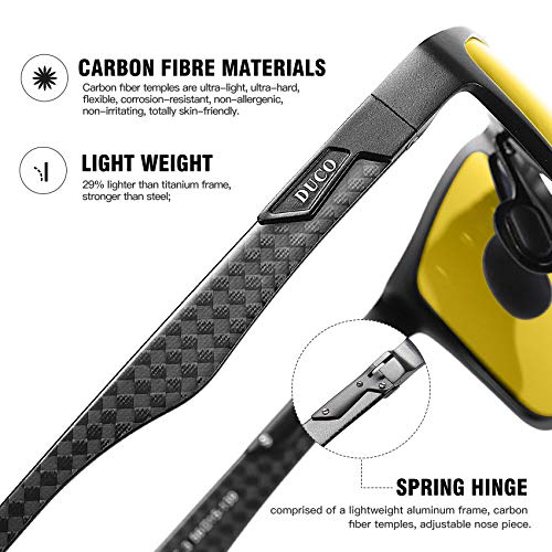 DUCO Herren und Damen Nachtfahrbrille mit Kohlefaser Rahmen Nachtsichtbrille Autofahren Anti Glanz Polarisiert… – Bild 3