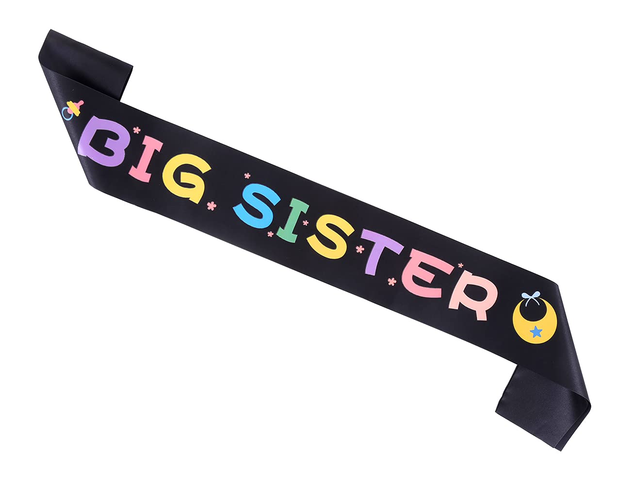 Topfunyy Big sister Sash White Stain Baby Shower Sash for Baby Shower Big Sister to Be Party Decorations (Black)
