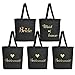 ELEGANTPARK Bride Bridesmaid Gifts Set of 5 Bride Tote Bag Maid of Honor Bag Bridesmaid Gift Bags for Wedding Bridal Shower Gifts Bachelorette Party Black with Gold Script 100% Cotton