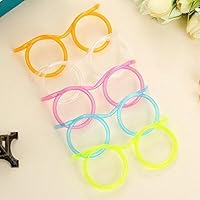 Party Supplies, Fun Party Drinking Straw Eye Glasses 5 Pieces Straw Tube Sets for Kids Birthday Parties and as Bar Accessories for Adult Parties (wedding, anniversary, birthday parties); Multi-color