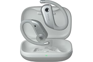 1MORE Fit Open Earbuds S50, Open Ear Wireless Headphones Bluetooth 5.3 with 4 Microphone, Earbuds with Earhooks for Sports Running, IPX7, Fast Charging, 38H-Playtime, Preset EQ Via App, Silver