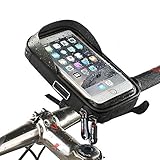 Bike Phone Bag Frame Mount Waterproof Touch Screen Cycling Bicycle Handbar Front Mobile Phone Holder 360°Rotatable Black Pouch Case for iPhone X 8 6s Plus Samsung s7 Note 7 Cellphone ≤ 6”