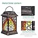 TomCare Solar Lights Metal Flickering Flame Solar Lantern Outdoor Hanging Lanterns Decorative Lighting Heavy Duty Solar Powered Waterproof Umbrella Lighting for Garden Yard Patio Deck, 2 Pack（Black）