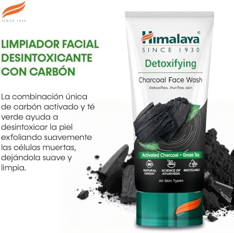 Detoxifying Charcoal Face Wash with the Goodness of Green Tea and Coconut Charcoal Powder, Removes Dirt and Purifies the Skin, Leaving It Clean and Refreshed - 150 ml