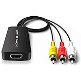 HDMI to AV Converter HDMI to RCA Composite Converter Adapter, Support PAL/NTSC, Support 1080P, Compatible with Roku/Fire Sitc