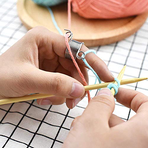 VintageBee 6 Pack 2 Size Metal Yarn Guide Finger Holder Knitting Thimble for Crochet Knitting Crafts Accessories Tool - Thumbnail 2