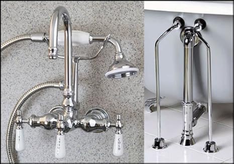 Chrome Gooseneck Clawfoot Tub Faucet Handshower Drain Supply Tub