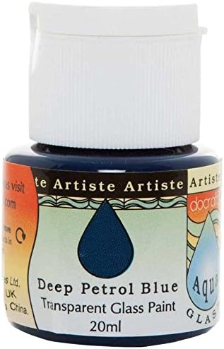 Artiste 20 ml Aquaglass Transparent Glass Paint, Deep Petrol Blue