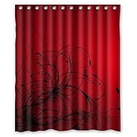 DaringOne 48 x 72 inch Bath Stall Size,Red Black Flower Abstract Wallpaper Shower Curtain Waterproof Fabric for Bathroom with Hooks