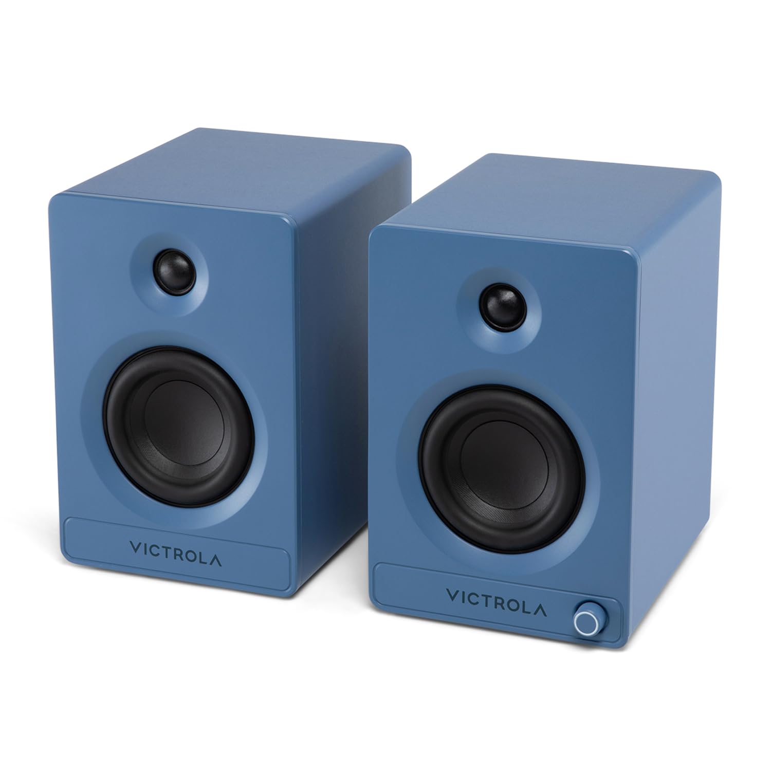 Victrola Tempo – Bluetooth Bookshelf Speakers – Room-Filling Soundr, Bluetooth Input, Multi-Speaker Streaming Using Auracast, USB-C Computer Input, Turntable Inputs, Subwoofer Output (Pair, Blue)