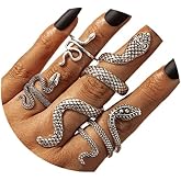 CSIYANJRY99 Silver & Gold Snake Rings Set - Vintage Punk Serpent & Gothic Knuckle Rings - Boho Stackable Cobra Finger Ring Jewelry