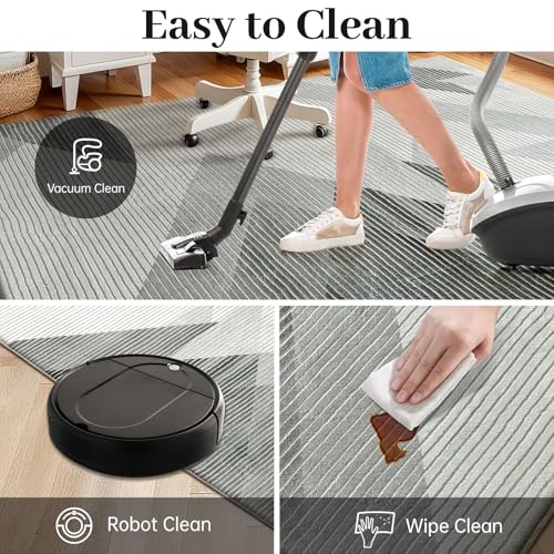 ASIinnsy Rugs for Living Room Soft Modern Abstract Carpet Non-Slip Bedroom Rug Large Short Pile Area Rugs Home Decor (Geometric Grey White, 200 x 250 cm)