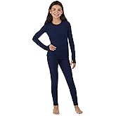 Cuddl Duds Girls Heavyweight Cold Weather Fleece Lined Thermal Set – Long Sleeve Shirt & Leggings – Long Johns for Kids