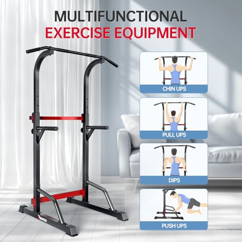 PASYOU Power Tower Pull Up Bar Stand Adjust Workout Dip Station for Home Gym Strength Training Equipment