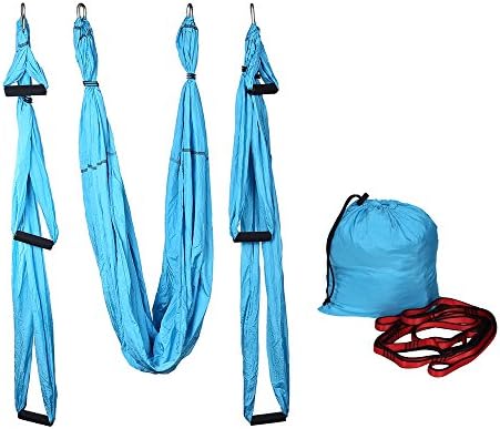 LIBERLUC Aerial Yoga Swing,Yoga Flying Hammock,Antigravity Aerial Trapeze,Yoga Inversion Tool With Daisy Chains,Blue