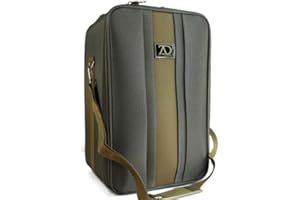 Adolfo Design Large Wig Travel Box with Top Handle, Shoulder Strap & Double Zipper, Carrying Case with Removable Head-Holding Base - Black & Green