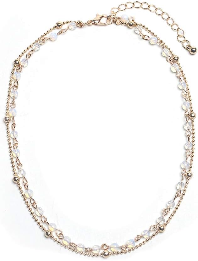 Layered Opal Choker Necklace for Women