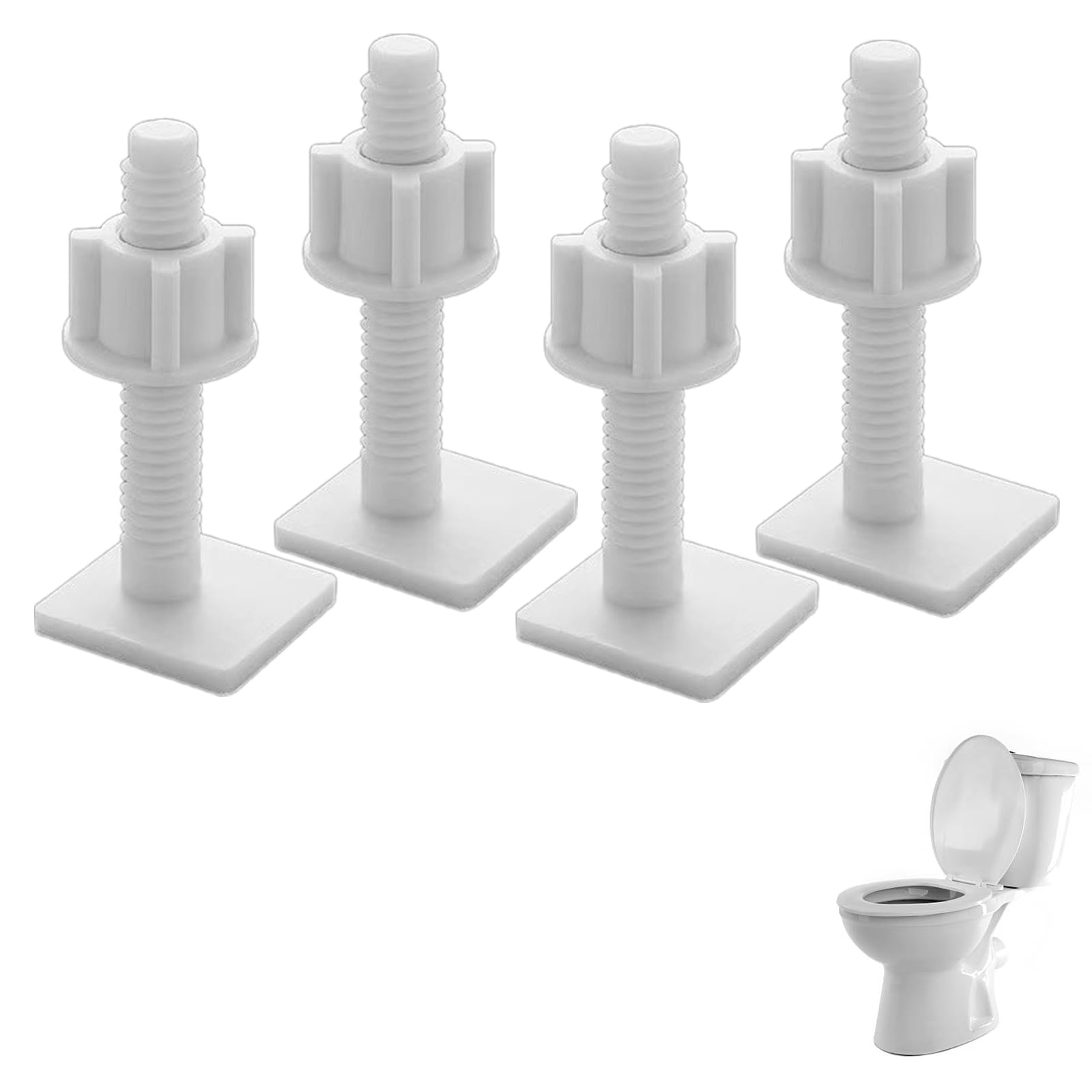4 Pack Toilet Seat Repair Screws Kits 2.7x2.7CM Plastic Hinge Bolt Screws for Repair Fitting Screw with Nuts Set