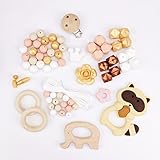 baby love home Baby Teether Silicone Raccoon Beads Wooden Elephant Food Grade Pendant Nursing Necklace Pendant Newborn Mom Gifts Pram Toy