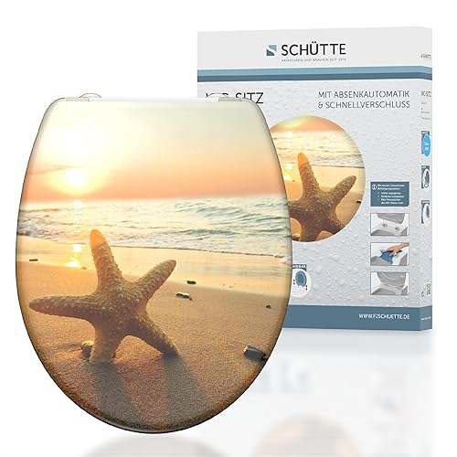 SCHUETTE Duroplast Sea Star 82373 Toilet Seat with Soft-Close Mechanism and Quick Release for Easy Cleaning, Maximum Load of The Toilet Seat 150 kg, Starfish Motif