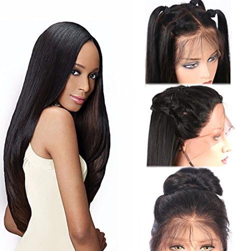Helene Glueless Lace Front Wigs Long Straight Realistic Looking Synthetic Lace Front Wig Natural Hairline Heat Resistant Fiber Wig for Women with Baby Hair (26 Inch Black Color)