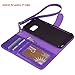 Arae Case Compatible for Samsung Galaxy s7 edge, [Wrist Strap] Flip Folio [Kickstand Feature] PU leather wallet case with ID&Credit Card Pockets (Purple)
