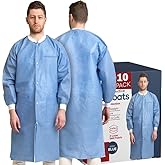 Medical Nation Disposable Lab Coats | 10 Pack - 50 Pack | Lab Coats for Adults with Knit Cuffs and Pockets (Size Small - 5XL)
