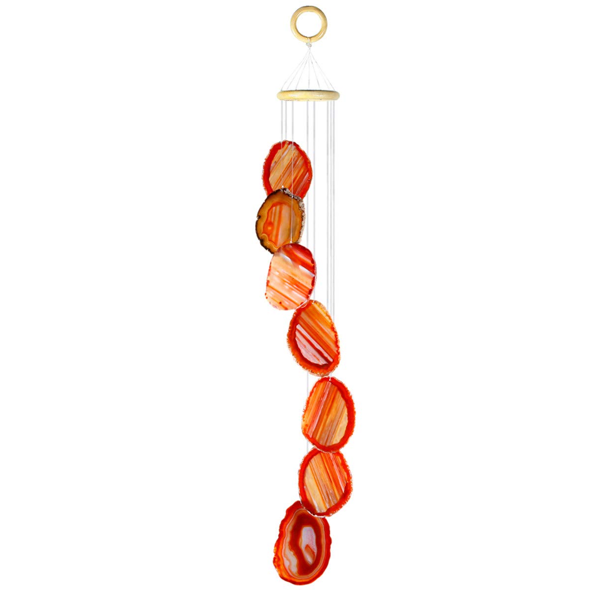 Nupuyai Large Orange Red Agate Slices Wind Chimes for Garden Home Decor, Crystal Stone Hanging Ornament Wind Bell for Outdoor Indoor 82cm