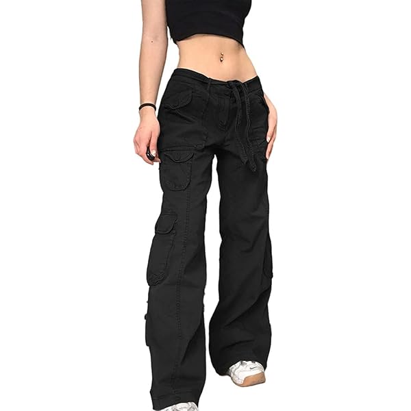 NINGJING Women Y2K E-Girl Streetwear High Waisted Cargo