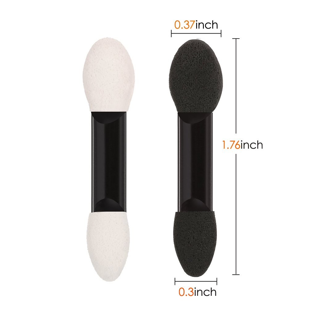 100 Pack Disposable Eyeshadow Brush, KINGMAS Double Ended Sponge Eye Shadow Applicator Makeup Brushes - Black: Beauty