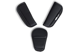 SEEDFUTURE 3 Pieces Baby Stroller Car Seat Strap Covers and Crotch Pad Combo Black, Soft Seat Belt Strap Covers Universal for Newborns Infants Kids Child, Pushchair Seat Belt Covers