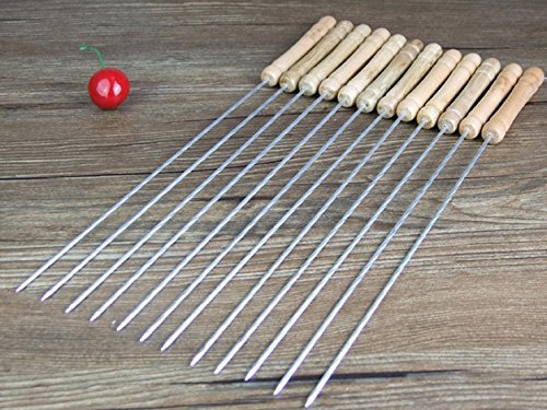 Richucool 12 PCS BBQ Skewers With Wood Handle