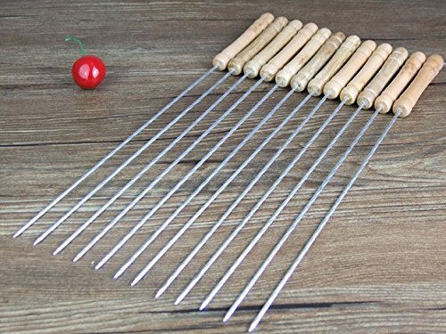 Richucool 12 PCS BBQ Skewers with Wood Handle