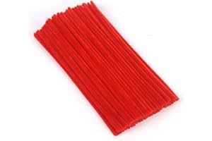 PYRISUU Pipe Cleaners, 100 Pieces Red Chenille Stems Craft, 12 inch Long Fluffy Pipe Cleaners for Creative DIY Art Craft Projects, Home Decoration Supplies (6 mm x 30 cm, Red)