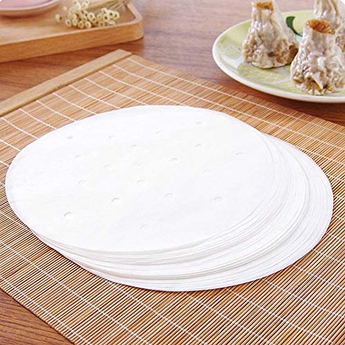 120 Pcs Air Fryer Liner, Bamboo Steamer Liners Round Perforated Parchment Steamer Paper Non