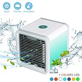 Simfonio Arctic Air Portable Air Conditioner, Mini Air Conditioner Fan 3 in 1 USB Air Cooler Personal Air Purifier Humidifier with 7 Colors LED Lights Cooling Desktop Fan for Home Office Bedroom