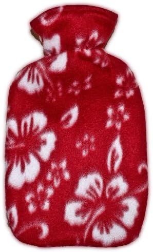 Warm Tradition Red Orchid Fleece Covered Hot Water Bottle -Bottle made in Germany, Cover made in USA