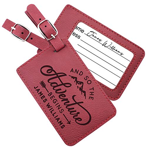 Personalized Leather Luggage Tags Gifts with Engraved Design and Name - Traveler Gifts for Women, Men, Kids - Custom Suitcase Tag for Honeymoon - Christmas Gifts for Travelers #6