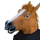 XIAO MO GU Halloween Costume Party Latex Animal Horse Head Mask (Brown)