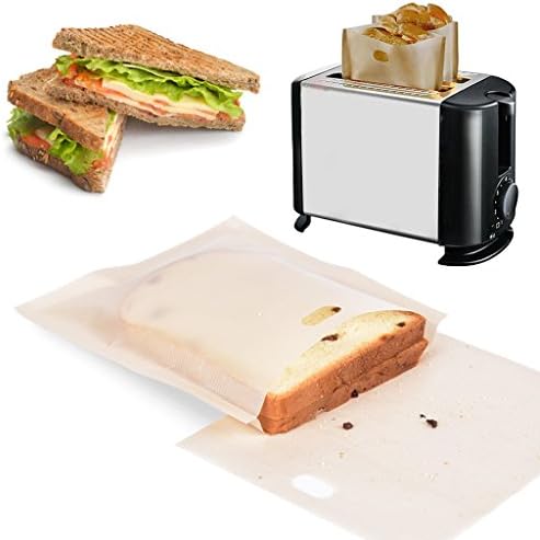 MaMix Toaster Bags Reusable Non Stick 6 Pack for Grilled Sandwiches Cheese Snack Two Size